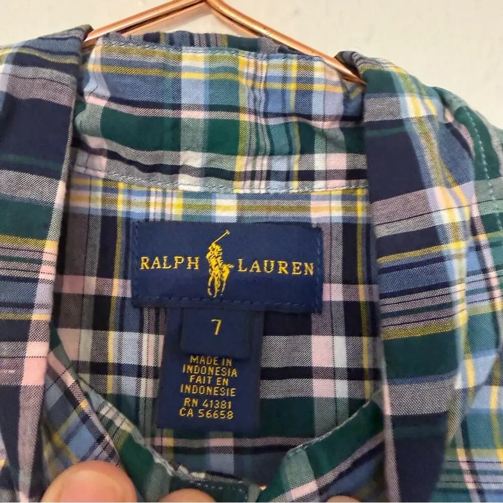 Ralph Lauren Green and Blue Plaid Shirt